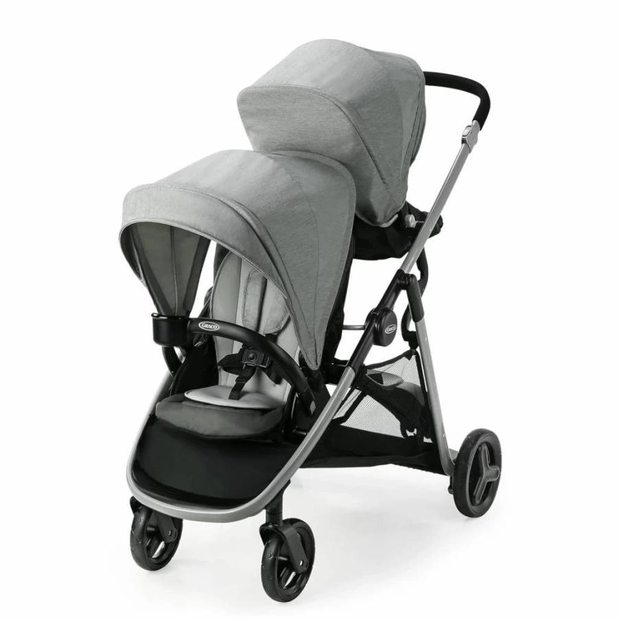 Graco Ready2Grow LX 2.0 Double Stroller with Bench Seat & Standing Platform – Clark Model for Versatile Child Transport