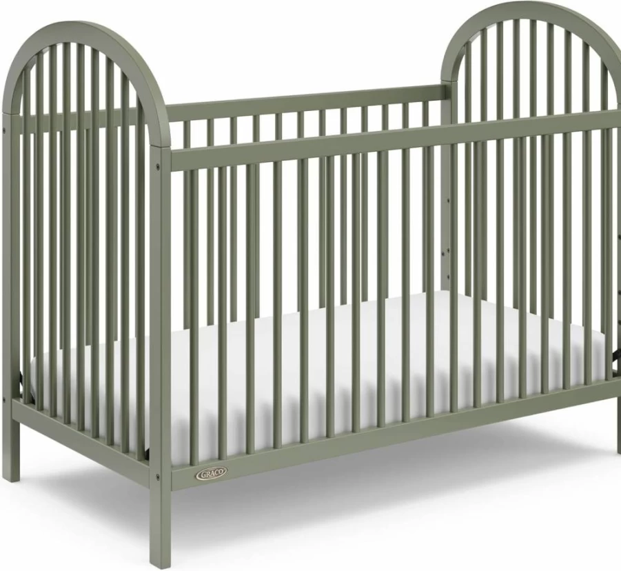 Graco Olivia 3-in-1 Convertible Crib in Black – GREENGUARD Gold Certified, Converts to Toddler Bed & Daybed, Adjustable Height, Fits Standard Full Mattress, Modern Nursery Design