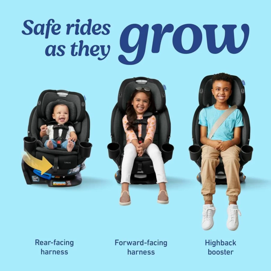 Graco Turn2Me 3-in-1 Convertible Car Seat with Adjustable Headrest & Harness, Steel-Reinforced Frame, Easy Installation – Brighton Model